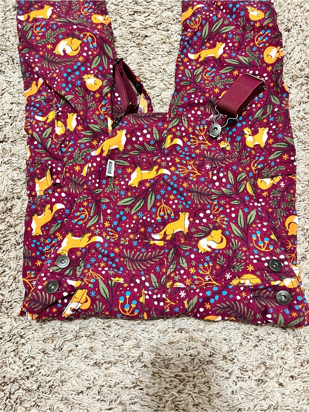 Kids' Heirloom Gardening Bib Overalls Fox Foliage flowers - Picture 9 of 10
